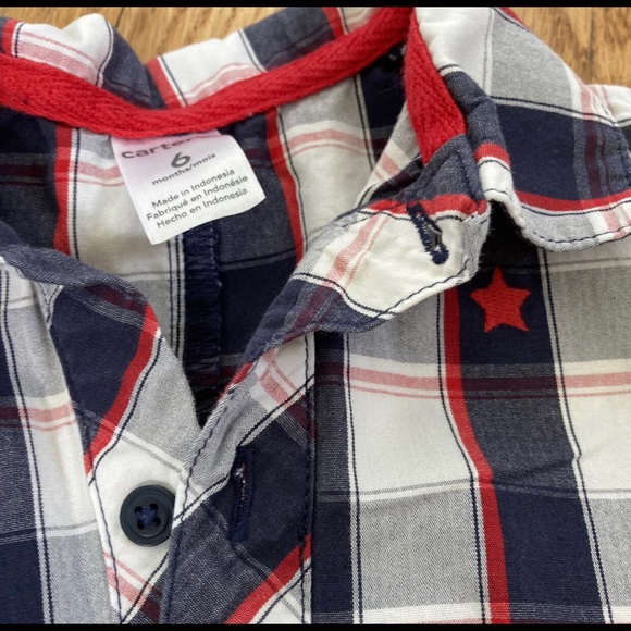 Three Carter’s plaid rompers - Picture 4 of 4